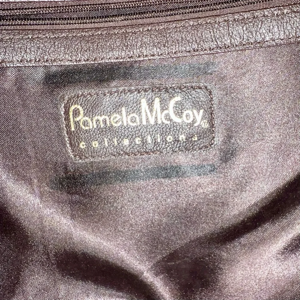 Vintage Pamela McCoy Wavy Color Block Genuine Suede Tote - Picture 4 of 13